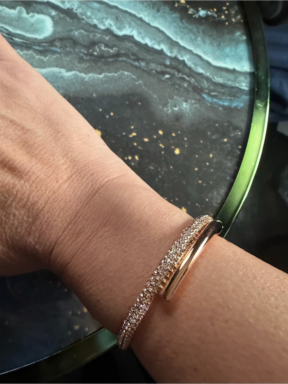Swarovski Rose Gold Crystal Double Cuff Bracelet